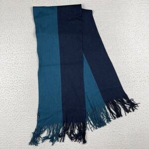 Echo Scarf Womens One Size Navy Teal Color Block Soft Knit Quiet Luxury Commute